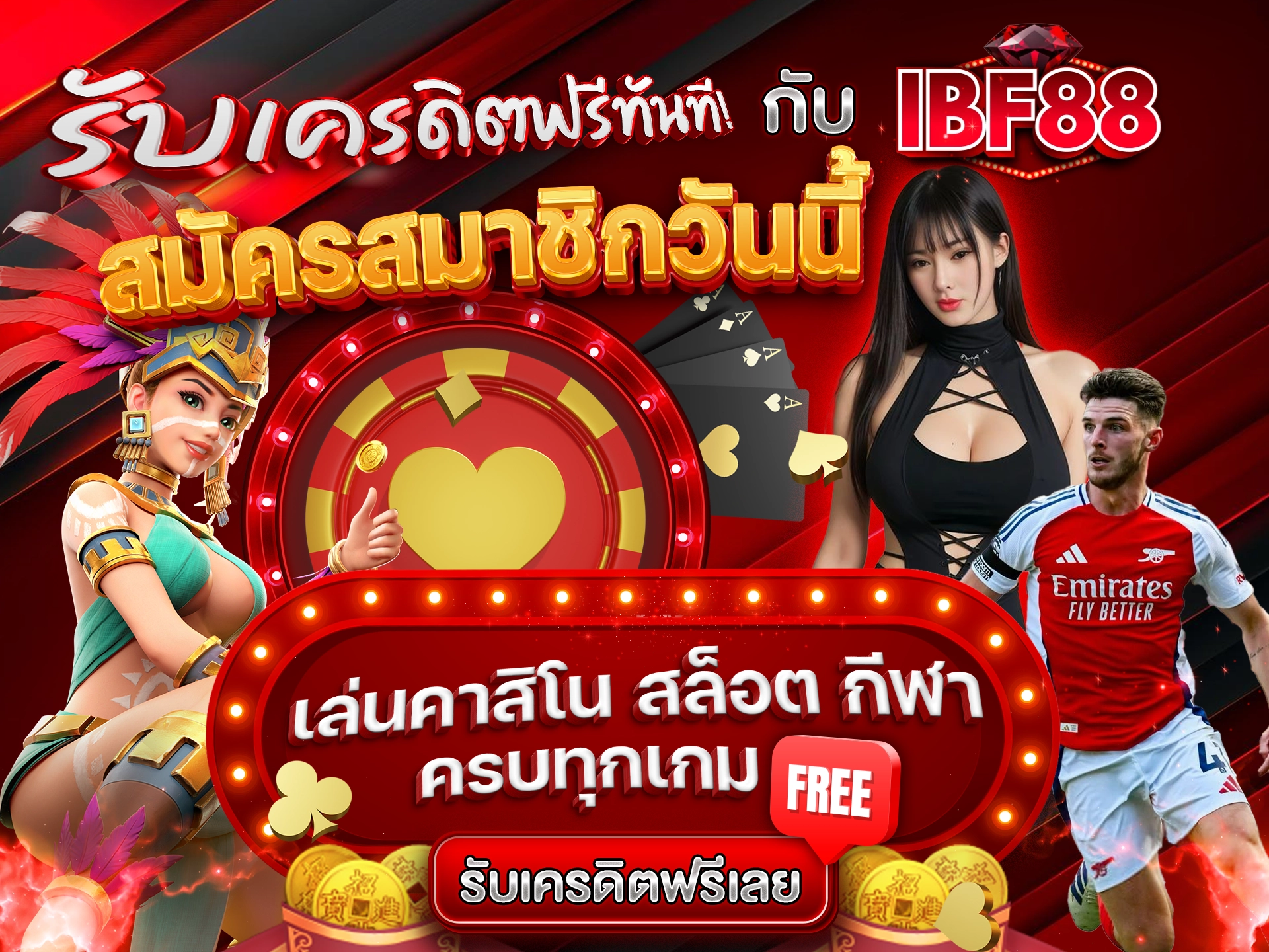 รับเครดิตฟรีทันที! กับ IBF88 สมัครสมาชิกวันนี้ เล่นคาสิโน สล็อต กีฬา ครบทุกเกม ฟร